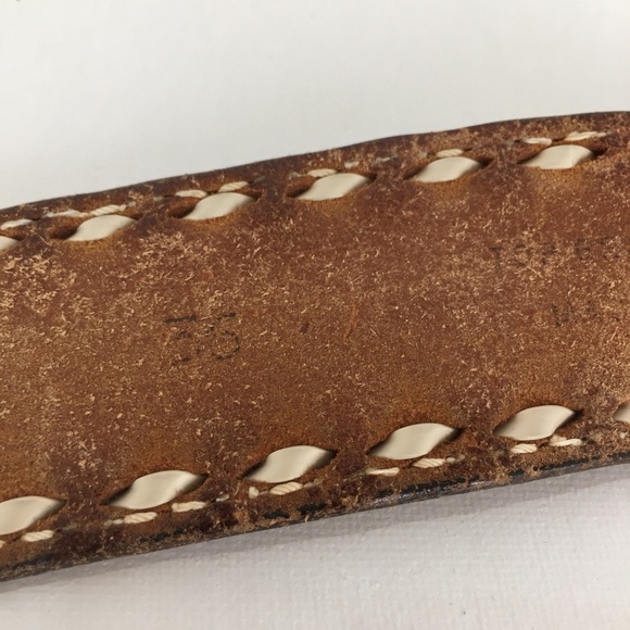 Vintage Made In The USA Brown Tooled Leather Belt Western Floral Distressed - Picture 9 of 10